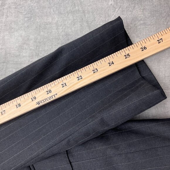 Jos A Bank Blazer Men 44R Gray Chalk Stripe Signature Gold Wool Classic Jacket - Picture 5 of 12